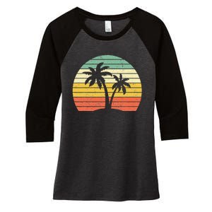 Palm Tree Retro Tropical Beach Women's Tri-Blend 3/4-Sleeve Raglan Shirt