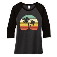 Palm Tree Retro Tropical Beach Women's Tri-Blend 3/4-Sleeve Raglan Shirt