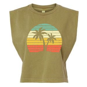 Palm Tree Retro Tropical Beach Garment-Dyed Women's Muscle Tee