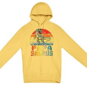 Papasaurus T Rex Dinosaur Funny Papa Saurus Family Matching Gift Premium Pullover Hoodie