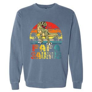 Papasaurus T Rex Dinosaur Funny Papa Saurus Family Matching Gift Garment-Dyed Sweatshirt