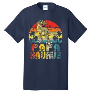 Papasaurus T Rex Dinosaur Funny Papa Saurus Family Matching Gift Tall T-Shirt