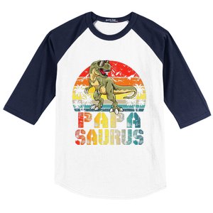 Papasaurus T Rex Dinosaur Funny Papa Saurus Family Matching Gift Baseball Sleeve Shirt