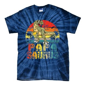 Papasaurus T Rex Dinosaur Funny Papa Saurus Family Matching Gift Tie-Dye T-Shirt