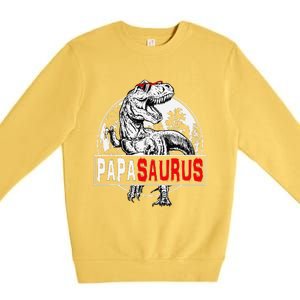 PAPAsaurus T Rex Dinosaur Funny PAPA Saurus Family Matching Premium Crewneck Sweatshirt