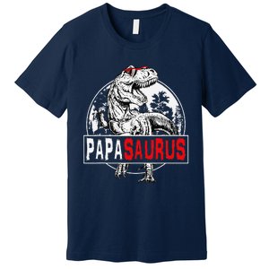 PAPAsaurus T Rex Dinosaur Funny PAPA Saurus Family Matching Premium T-Shirt