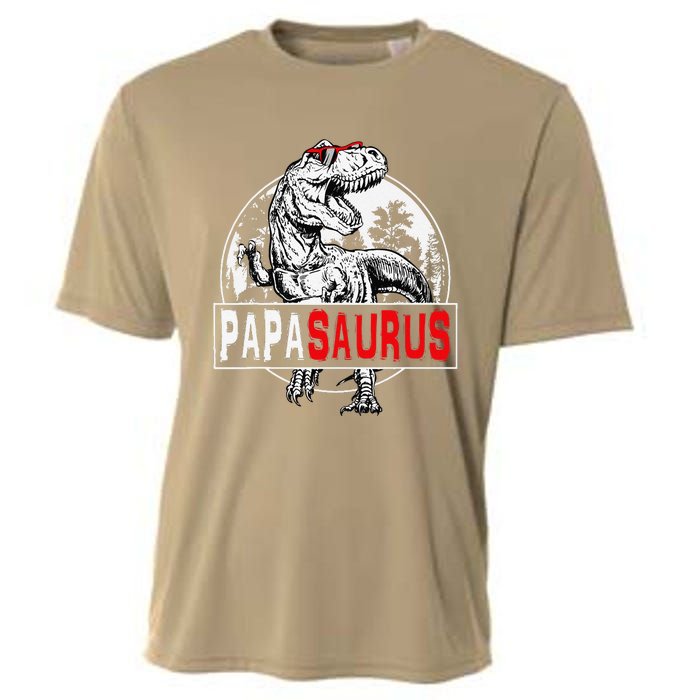 PAPAsaurus T Rex Dinosaur Funny PAPA Saurus Family Matching Cooling Performance Crew T-Shirt