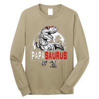 PAPAsaurus T Rex Dinosaur Funny PAPA Saurus Family Matching Long Sleeve Shirt