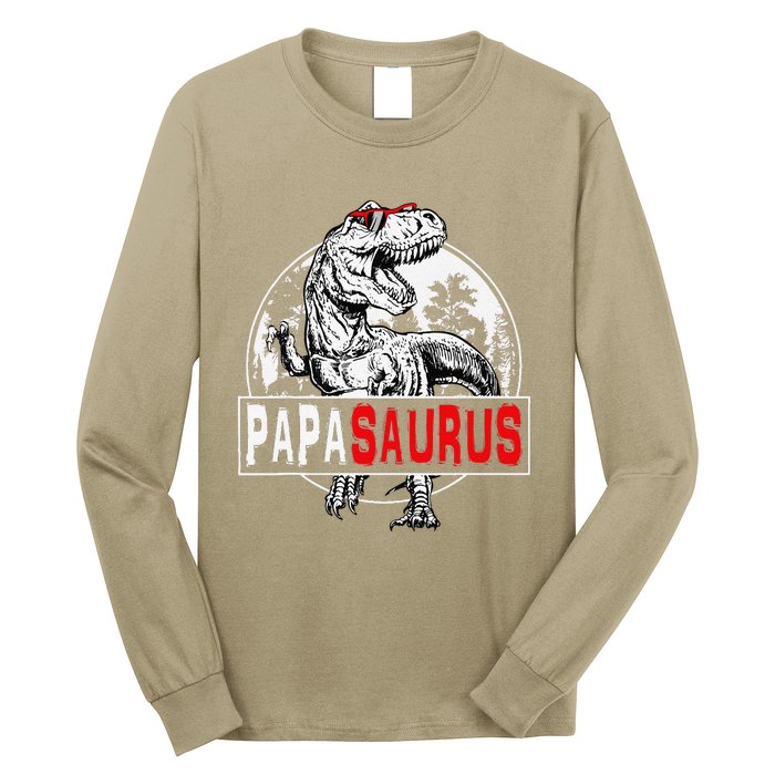 PAPAsaurus T Rex Dinosaur Funny PAPA Saurus Family Matching Long Sleeve Shirt