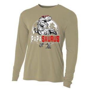 PAPAsaurus T Rex Dinosaur Funny PAPA Saurus Family Matching Cooling Performance Long Sleeve Crew