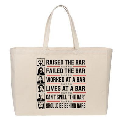 Pro Trump Raised The Bar Funny Political Anti Biden Meme Cotton Canvas Jumbo Tote