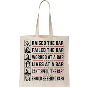 Pro Trump Raised The Bar Funny Political Anti Biden Meme Tote Bag