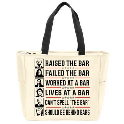 Pro Trump Raised The Bar Funny Political Anti Biden Meme Zip Tote Bag