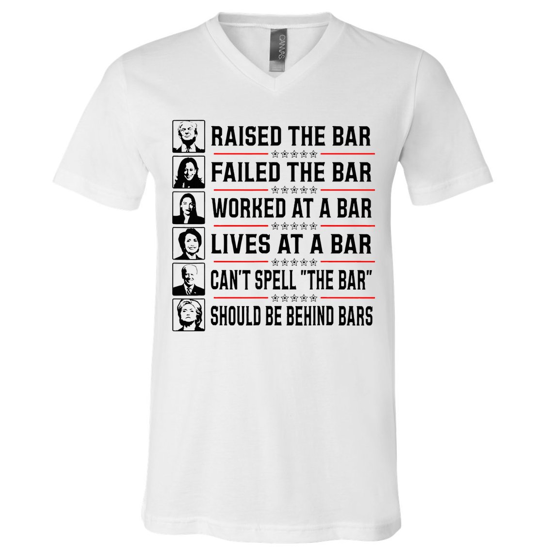 Pro Trump Raised The Bar Funny Political Anti Biden Meme V-Neck T-Shirt