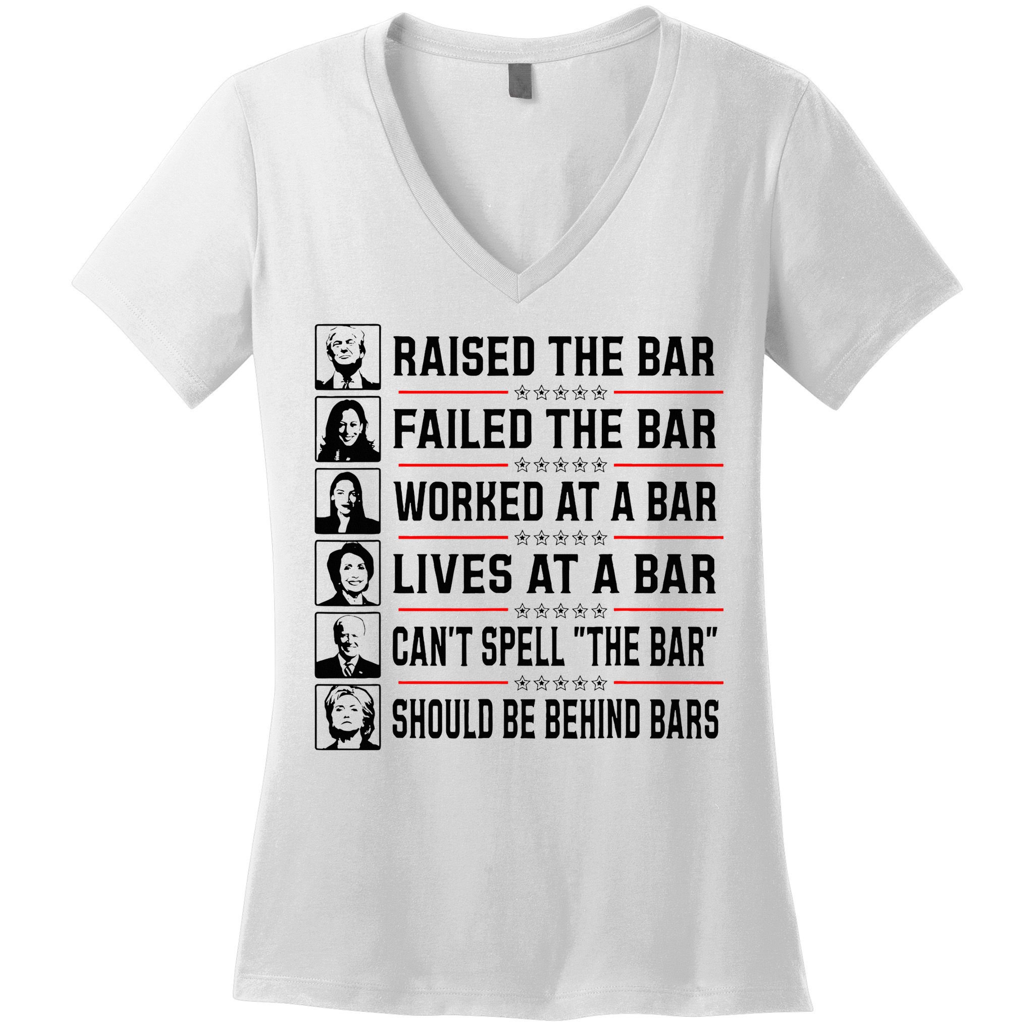 Pro Trump Raised The Bar Funny Political Anti Biden Meme Women's V-Neck T-Shirt