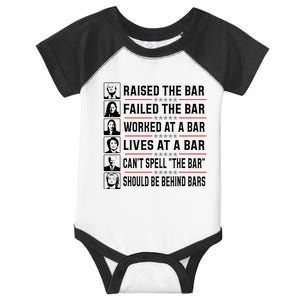 Pro Trump Raised The Bar Funny Political Anti Biden Meme Infant Baby Jersey Bodysuit