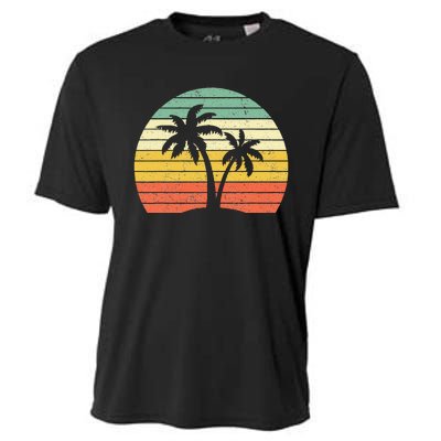 Palm Tree Retro Tropical Beach Cooling Performance Crew T-Shirt