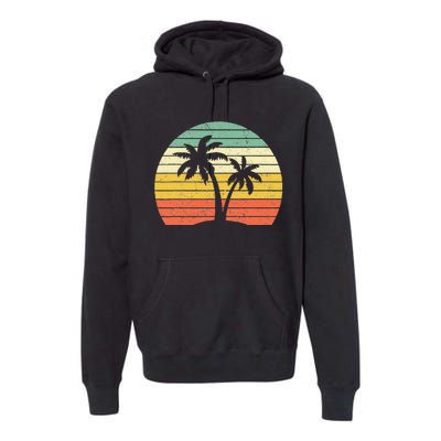 Palm Tree Retro Tropical Beach Premium Hoodie