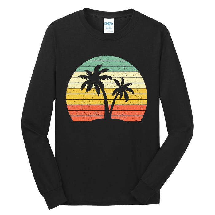 Palm Tree Retro Tropical Beach Tall Long Sleeve T-Shirt