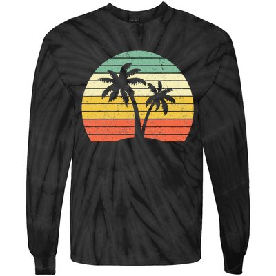 Palm Tree Retro Tropical Beach Tie-Dye Long Sleeve Shirt