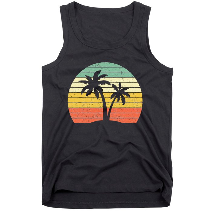 Palm Tree Retro Tropical Beach Tank Top