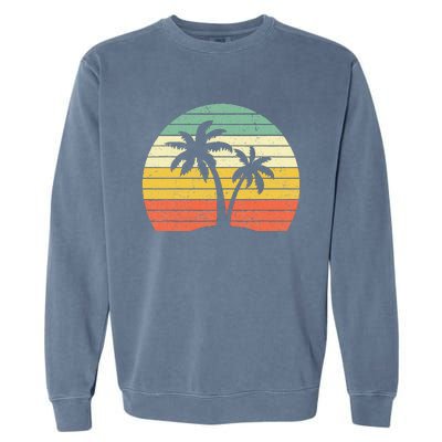 Palm Tree Retro Tropical Beach Garment-Dyed Sweatshirt