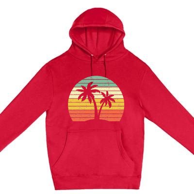 Palm Tree Retro Tropical Beach Premium Pullover Hoodie