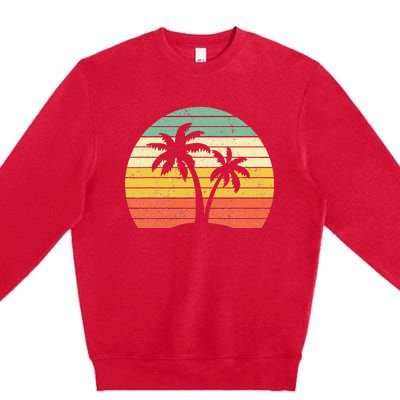 Palm Tree Retro Tropical Beach Premium Crewneck Sweatshirt