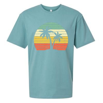 Palm Tree Retro Tropical Beach Sueded Cloud Jersey T-Shirt