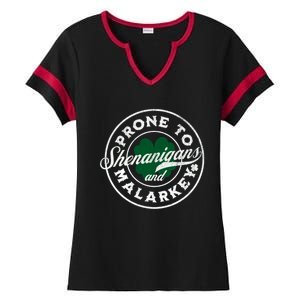 Prone To Shenanigans And Malarkey St Patricks Day Ladies Halftime Notch Neck Tee