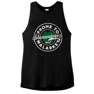 Prone To Shenanigans And Malarkey St Patricks Day Ladies PosiCharge Tri-Blend Wicking Tank