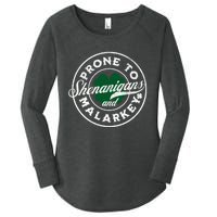 Prone To Shenanigans And Malarkey St Patricks Day Women's Perfect Tri Tunic Long Sleeve Shirt