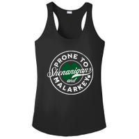 Prone To Shenanigans And Malarkey St Patricks Day Ladies PosiCharge Competitor Racerback Tank