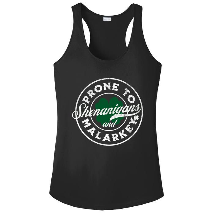 Prone To Shenanigans And Malarkey St Patricks Day Ladies PosiCharge Competitor Racerback Tank