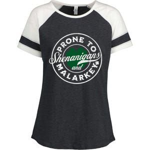 Prone To Shenanigans And Malarkey St Patricks Day Enza Ladies Jersey Colorblock Tee