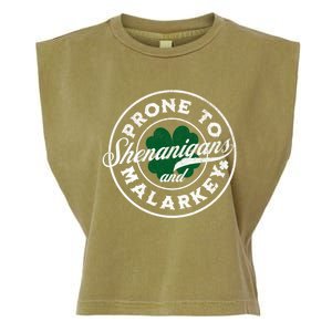 Prone To Shenanigans And Malarkey St Patricks Day Garment-Dyed Women's Muscle Tee