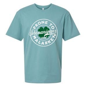 Prone To Shenanigans And Malarkey St Patricks Day Sueded Cloud Jersey T-Shirt