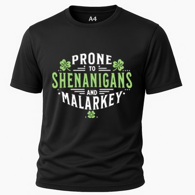 Prone To Shenanigans Malarkey Fun Clovers St Patricks Day Cooling Performance Crew T-Shirt