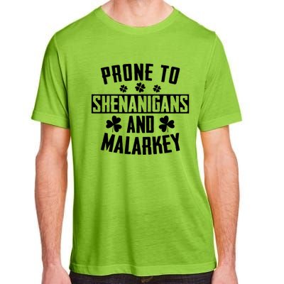 Prone To Shenanigans And Malarkey Irish Shamrock Leprechaun Adult ChromaSoft Performance T-Shirt