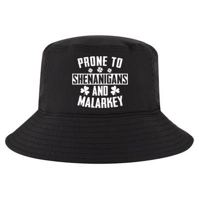 Prone To Shenanigans And Malarkey Irish Shamrock Leprechaun Cool Comfort Performance Bucket Hat