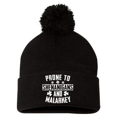 Prone To Shenanigans And Malarkey Irish Shamrock Leprechaun Pom Pom 12in Knit Beanie