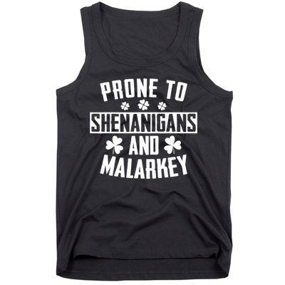 Prone To Shenanigans And Malarkey Irish Shamrock Leprechaun Tank Top