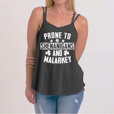 Prone To Shenanigans And Malarkey Irish Shamrock Leprechaun Women's Strappy Tank