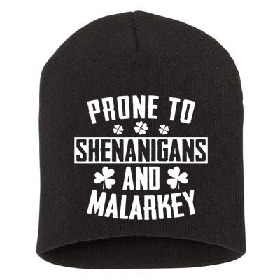 Prone To Shenanigans And Malarkey Irish Shamrock Leprechaun Short Acrylic Beanie