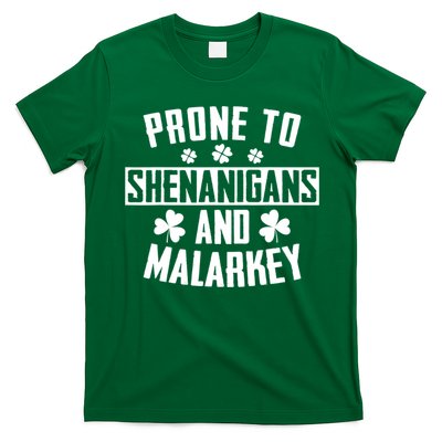 Prone To Shenanigans And Malarkey Irish Shamrock Leprechaun T-Shirt