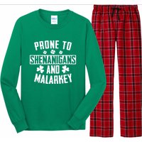 Prone To Shenanigans And Malarkey Irish Shamrock Leprechaun Long Sleeve Pajama Set