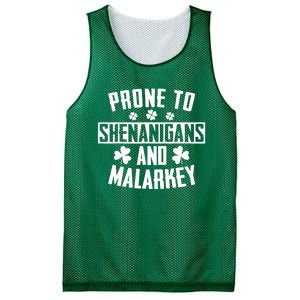 Prone To Shenanigans And Malarkey Irish Shamrock Leprechaun Mesh Reversible Basketball Jersey Tank