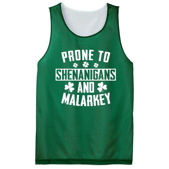 Prone To Shenanigans And Malarkey Irish Shamrock Leprechaun Mesh Reversible Basketball Jersey Tank