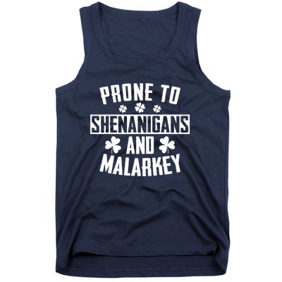 Prone To Shenanigans And Malarkey Irish Shamrock Leprechaun Tank Top