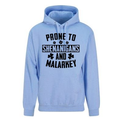 Prone To Shenanigans And Malarkey Irish Shamrock Leprechaun Unisex Surf Hoodie